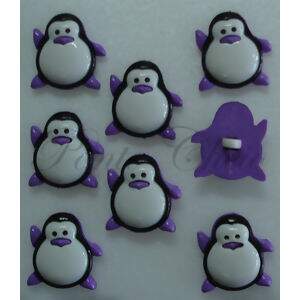 Bot�o de pezinho - Pinguin Roxo - Pacote com 8 unidades