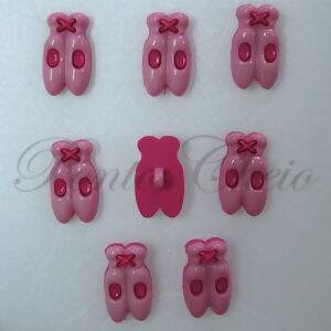 Botão de pezinho - Sapatilhas de Bailarina Rosa Com Pink - Pacote com 8 unidades