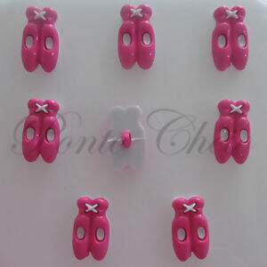 Botão de pezinho - Sapatilhas de Bailarina Rosa - Pacote com 8 unidades