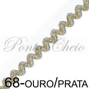 Sianinha Larga Metalizada - Ouro/Prata Cor68 - Pe�a com 10mt - S�o Jos�