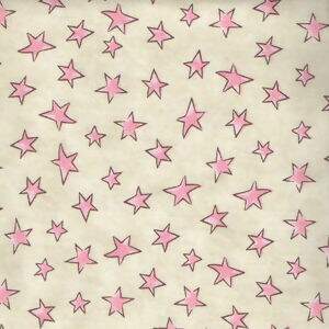 Tecido Estampado - Estrelas Rosa fundo Creme - Cor 01 - Des.180626 - 0,50x1,50mt