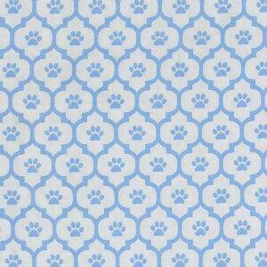Tecido Estampado - Patinhas Cinza com Azul Cor 1 - Des.180675 - 0,50x1,50mt