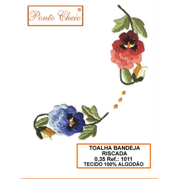 Toalha de Bandeja com Risco para Pintura ou Bordado - Redonda Amor Perfeito - Branco - 1011