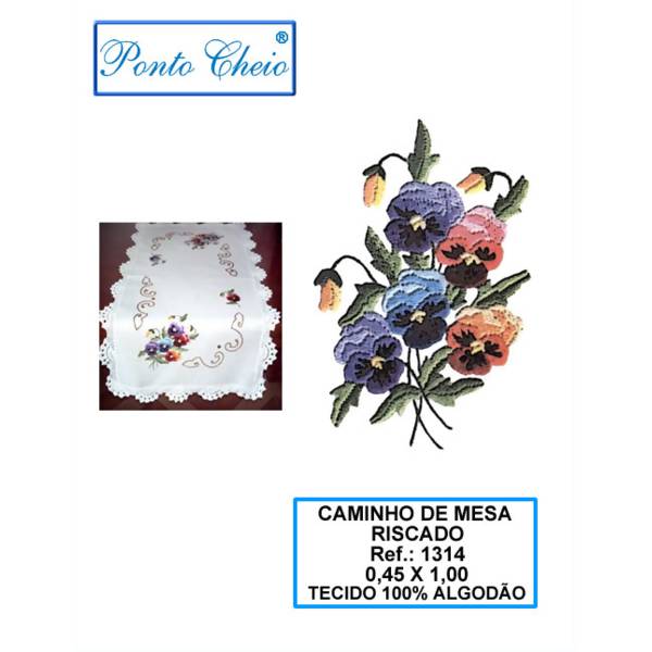 Caminho de Mesa com Risco para Bordar - Amor Perfeito 0,45x1,00 - Ref. 1314