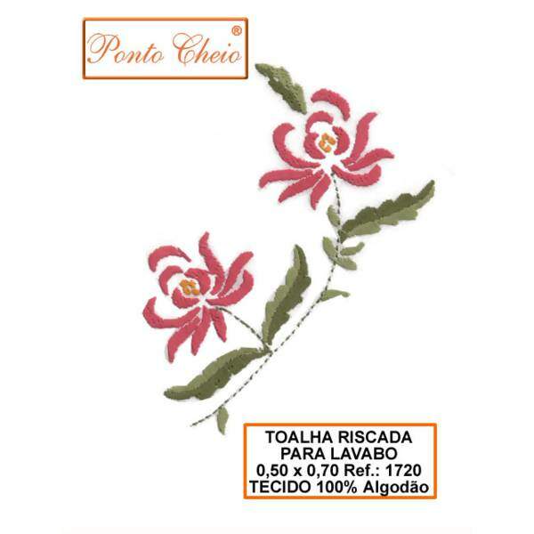 Tecido para Lavabo com Risco para Pintura ou Bordado -  Toalha 50 x 70 - Flor 1720