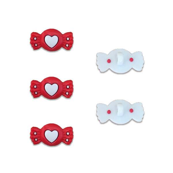 Botão de pezinho - Balas Vermelhas - Pacote com 8 unidades