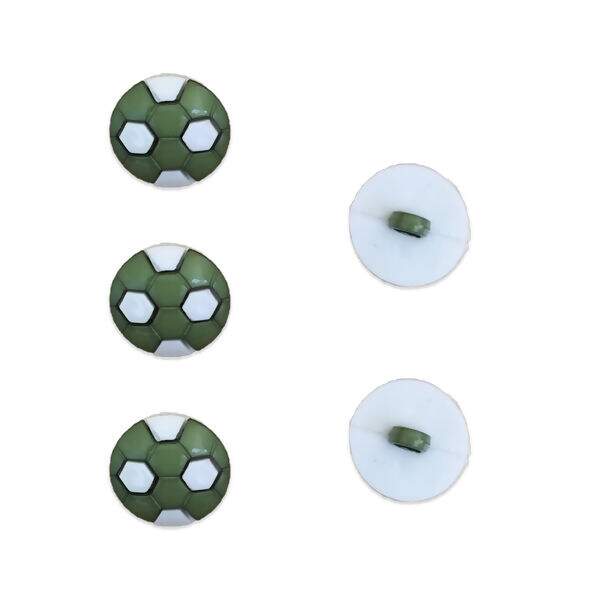 Botão de pezinho - Bola de Futebol Verde e Branca Pequena - Pacote com 8 unidades