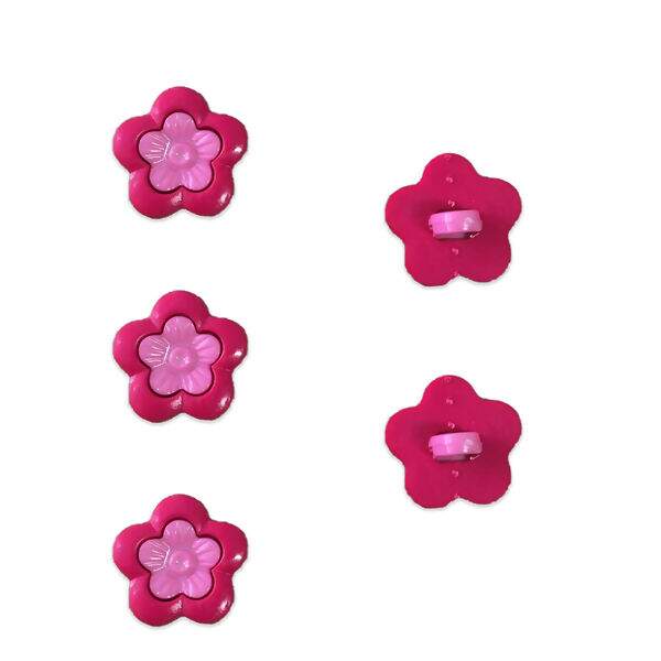 Botão de pezinho - Florzinha Pink e Rosa - Pacote com 8 unidades