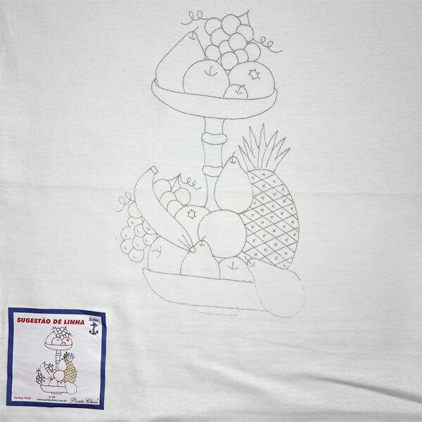 Pano de Prato Riscado para Bordar - Frutas Des.05