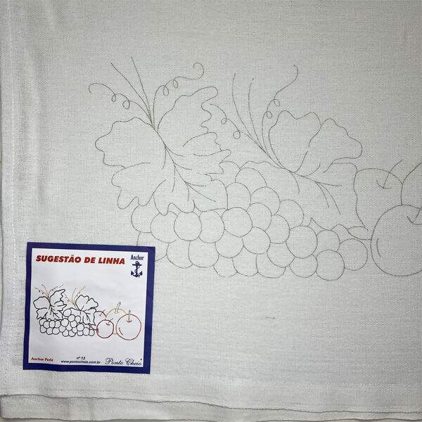 Pano de Prato Riscado para Bordar - Frutas Des.12