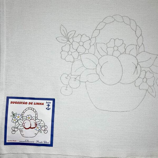 Pano de Prato Riscado para Bordar - Frutas Des.14