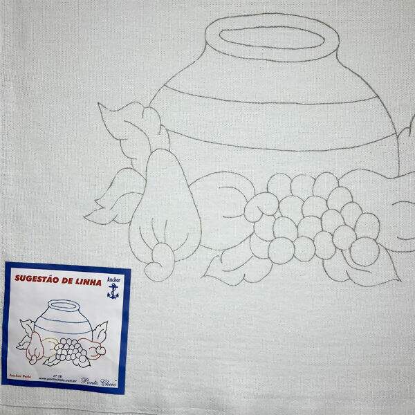 Pano de Prato Riscado para Bordar - Frutas Des.18