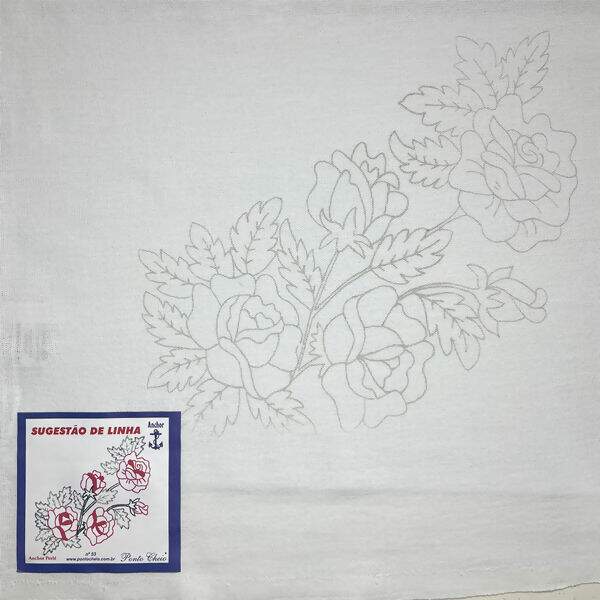 Pano de Prato Riscado para Bordar - Flor Des.53