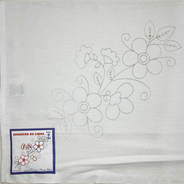 Pano de Prato Riscado para Bordar - Flor Des.55