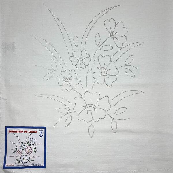 Pano de Prato Riscado para Bordar - Flor Des.61