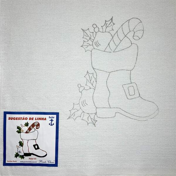 Pano de Prato Riscado para Bordar - Natal Des.03