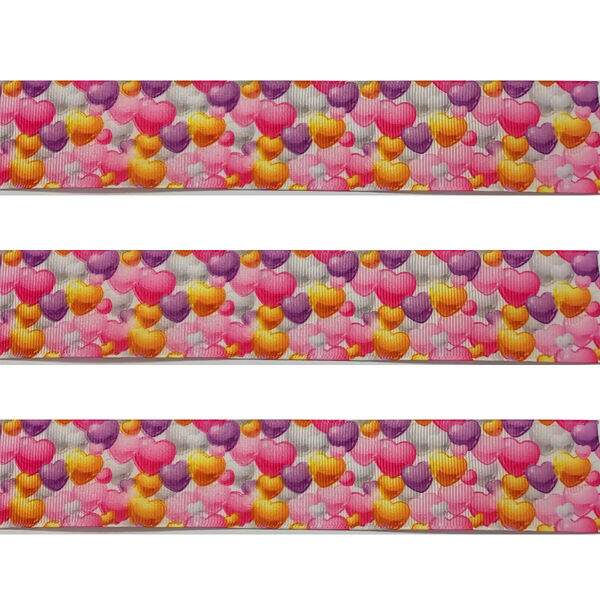 Fita de Gorgurão Estampada coração 38 mm - 5 Mts