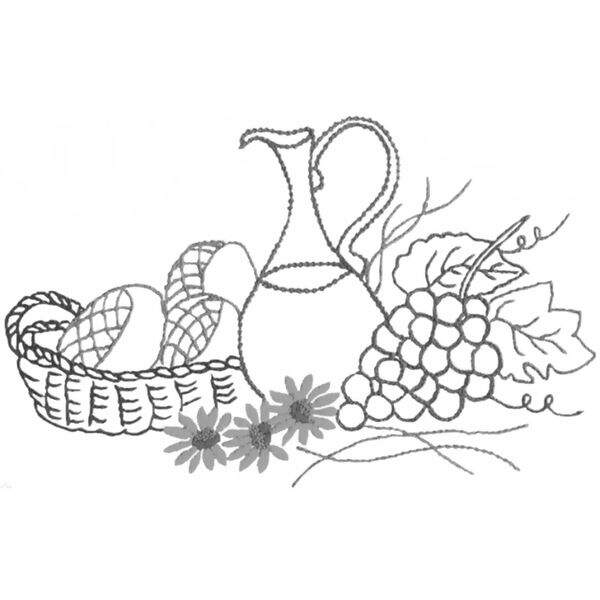 Pano de Prato Riscado para Bordar - Frutas Des.01