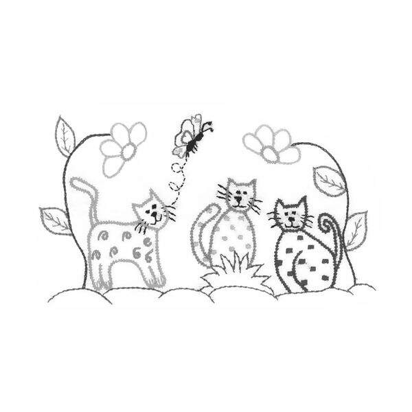 Pano de Prato Riscado para Bordar - Gato Des.19