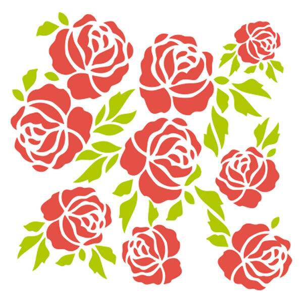 Stencil 13 x 13 cm - 1181 Rosas 1 Floral - Acrilex