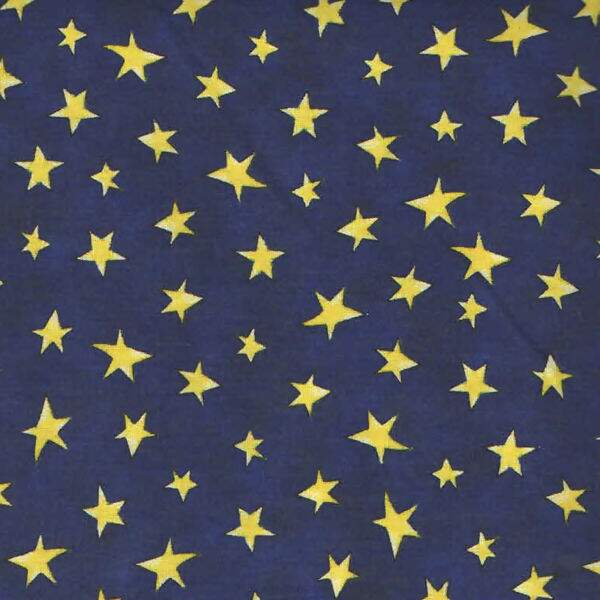 Tecido Estampado - Estrelas Amarela fundo Azul Marinho - Cor 06 - Des.180626 - 0,50x1,50mt