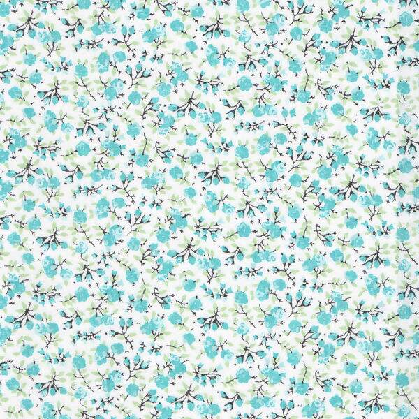 Tecido Estampado - Florzinhas Turquesa - Des.3061 - 0,50x1,50mt