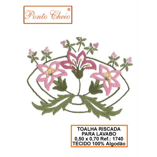 Tecido Riscado para Bordar - Flores 1740 - 50x70cm
