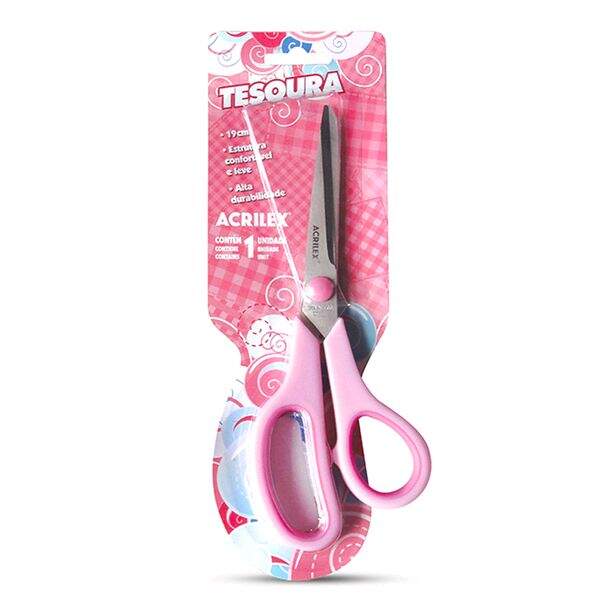 Tesoura Multiuso Rosa - 19cm Ref 22519 - Acrilex 