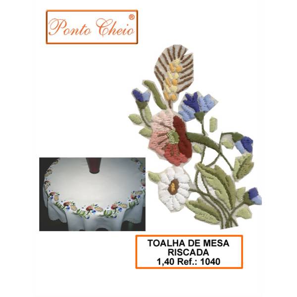 Toalha de Mesa Riscada para Bordar - Redonda Papoulas 