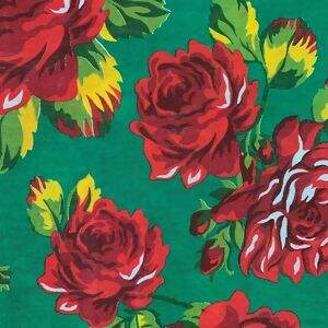Chita - Flores Vermelhas Fundo Verde - Ref - 2393 cor 2 - 1,00  x 1,40mt