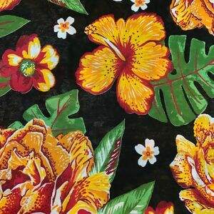 Chita - Flores Amarela Fundo Preto - Ref - 2500 cor 3 - 1,00  x 1,40mt