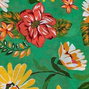 Chita - Flores Amarela e Laranja Fundo Verde - Ref - 2501 cor 3 - 1,00  x 1,40mt