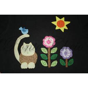 Projeto para Appliqué - Gato com Passarinho