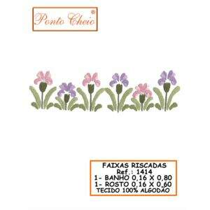 Faixa de Toalha  com Risco para Bordar - Tulipas - Branco