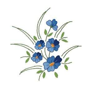 Tecido com Risco para Pintura ou Bordado - Toalha de Mesa Flor Azul - Branca