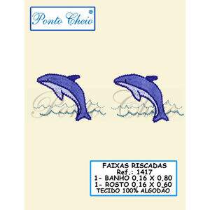 Faixa de Toalha com Risco para Bordar - Golfinho - Bege