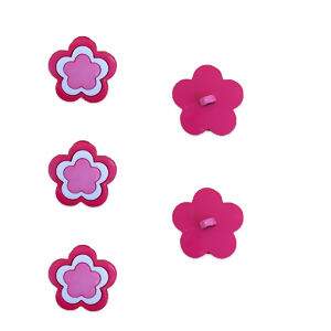 Botão de pezinho - Flor Pink Branca e Rosa - Pacote com 8 unidades