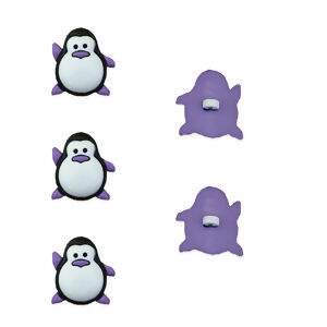 Botão de pezinho - Pinguin Roxo - Pacote com 8 unidades