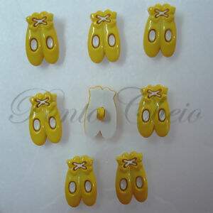 Botão de pezinho - Sapatilhas de Bailarina Amarela - Pacote com 8 unidades
