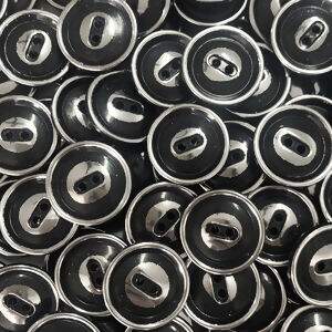 Botão Preto e Prata - 21 mm com 20 unidades