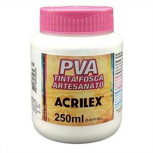 Tinta PVA Fosca para Artesanato Branco - Acrilex - 250ml