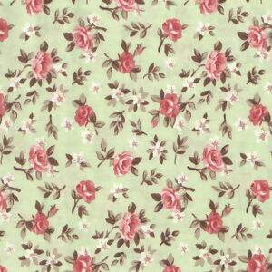 Tecido Estampado - Lucia Flores Verde e Coral Cor 06 - Des.180355 Floral - 0,50x1,50mt