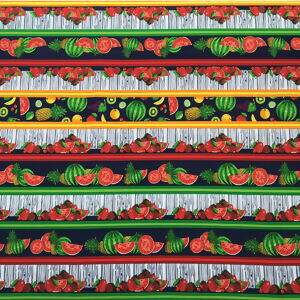 Tecido Estampado - Barrado Salada de Frutas Marinho Cor 4 - Des.200609 - 0,50x1,50mt