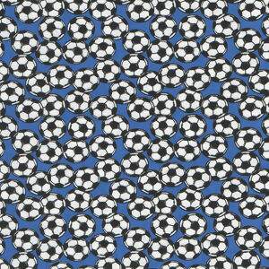 Tecido Estampado - Bolas de Futebol Fundo Azul - Cor 2355 - 0,50x1,50mt