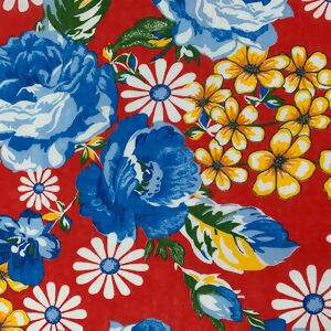 Chita - Flores Azul fundo Vermelho Cor3 - Des.2387 - 1,00x1,40mt