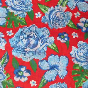 Chita - Flores Azul Fundo Vermelho Cor2 - Des.2500 - 1,00x1,40mt