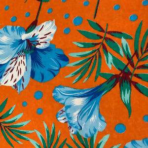 Chita - Flores Azul fundo Laranja Cor3 - Des.2502 - 1,00x1,40mt