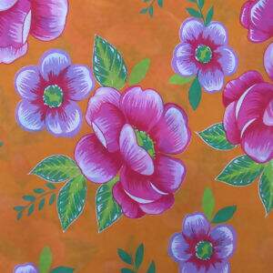 Chita - Flores Rosa e Lilás Fundo Laranja Cor1 - Des.2506 - 1,00x1,40mt