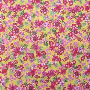 Chita - Florzinhas Vermelha e Rosa Fundo Amarelo Cor2 - Des.2604 - 1,00x1,40mt