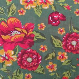 Chita - Flores Vermelha e Amarela Fundo Verde Cor2 - Des.2614 - 1,00x1,40mt